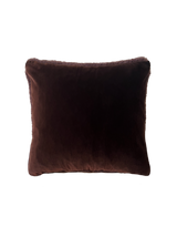 a square shearling pillow in chocolate brown velvet