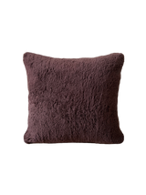 a square shearling pillow in chocolate brown shearling