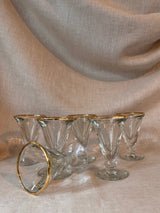 Set of 6 gold-rimmed bistro glasses