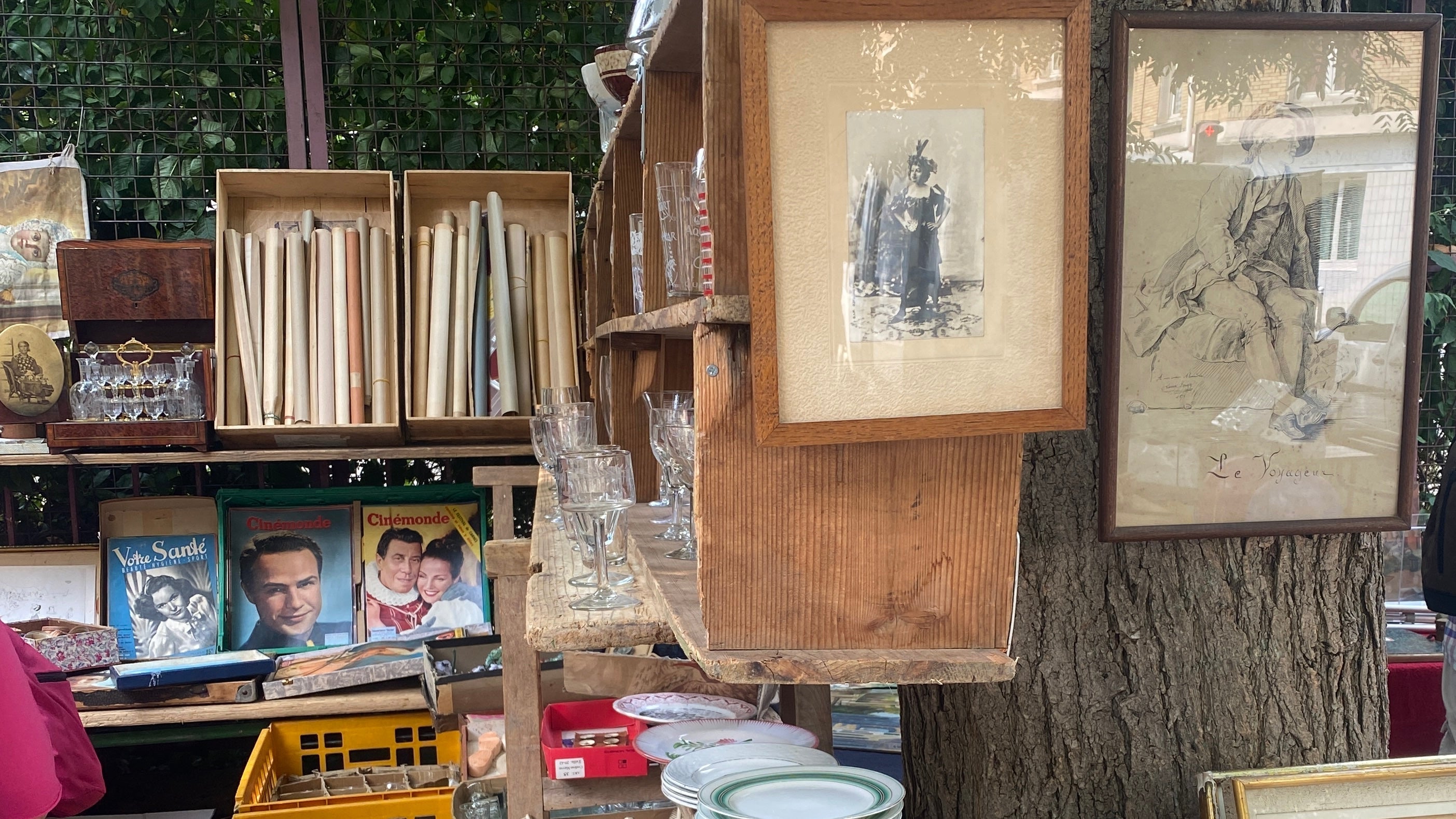 a table of treasures at port de vanves market