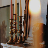 Antique brass candlesticks 018 (trio)