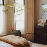 XL washed linen cocoon in Havane/Givré