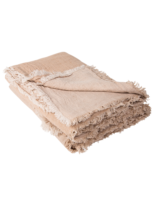 Washed Linen Throw in Nude/Givré