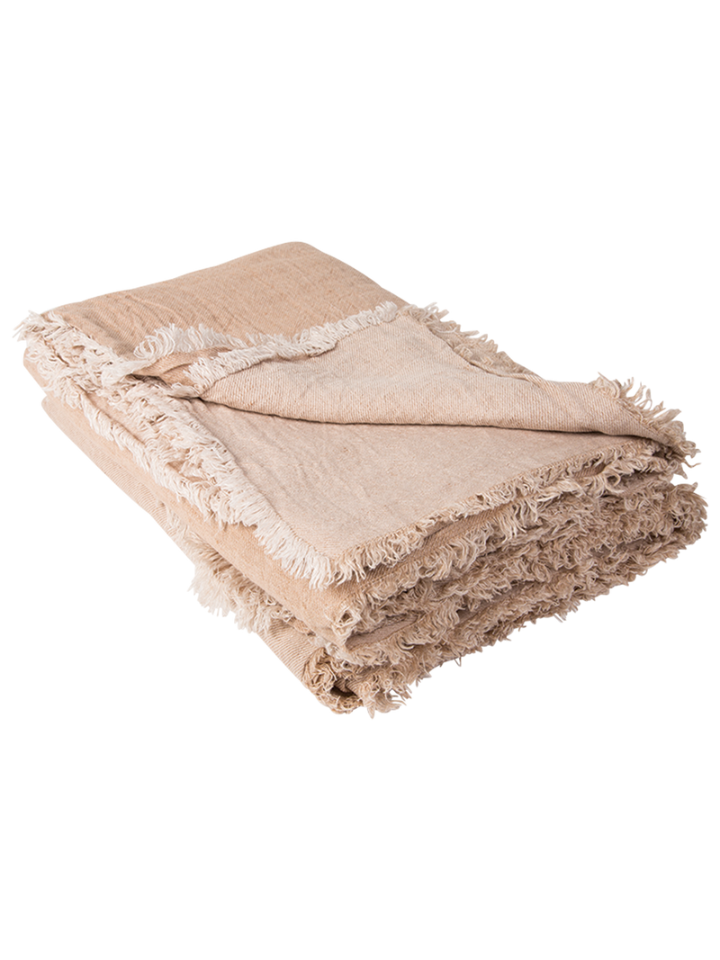 Washed Linen Throw in Nude/Givré