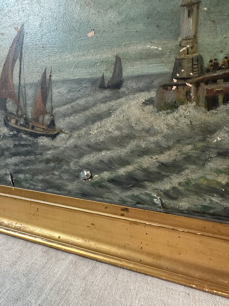 Antique seascape oil painting II