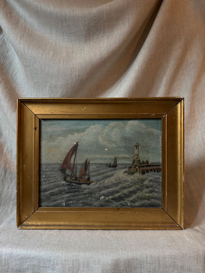 Antique seascape oil painting II