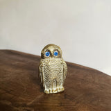 Vintage brass owl matchstick holder (sapphire)