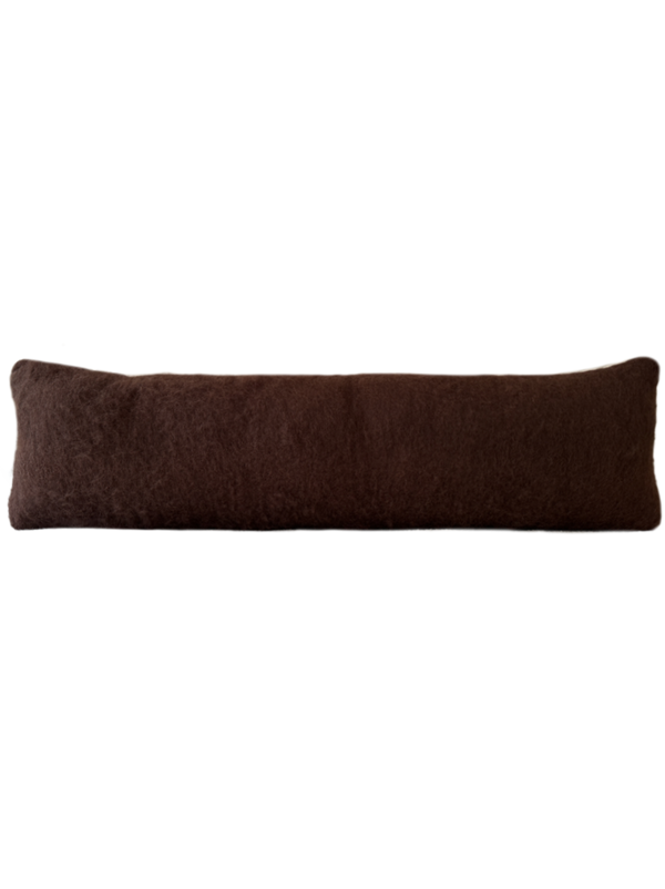 Brushed wool lumbar in chocolate