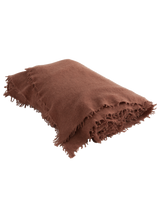 Fringed cashmere throw in Blush