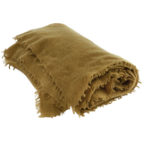 Fringed cashmere throw in Ocre