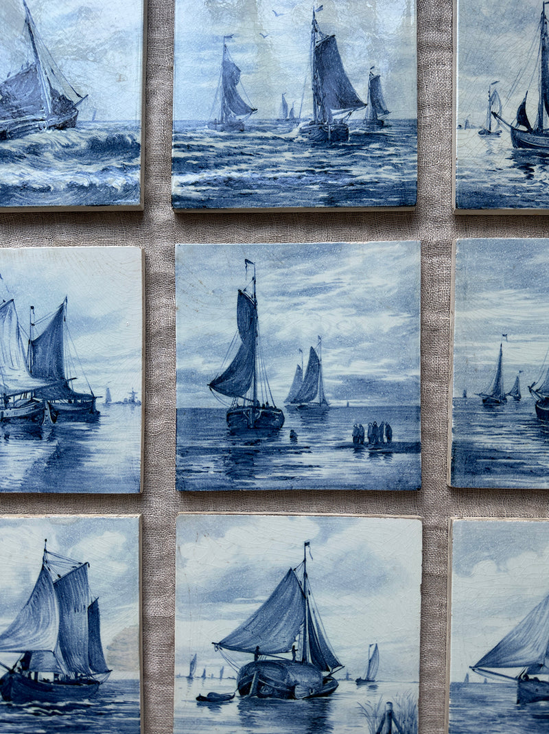 Set of 9 antique delft tiles