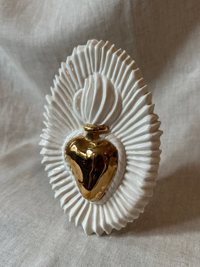 Ex voto ceramic gold heart