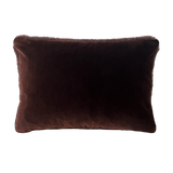 a shearling lumbar pillow in chocolate brown shearling