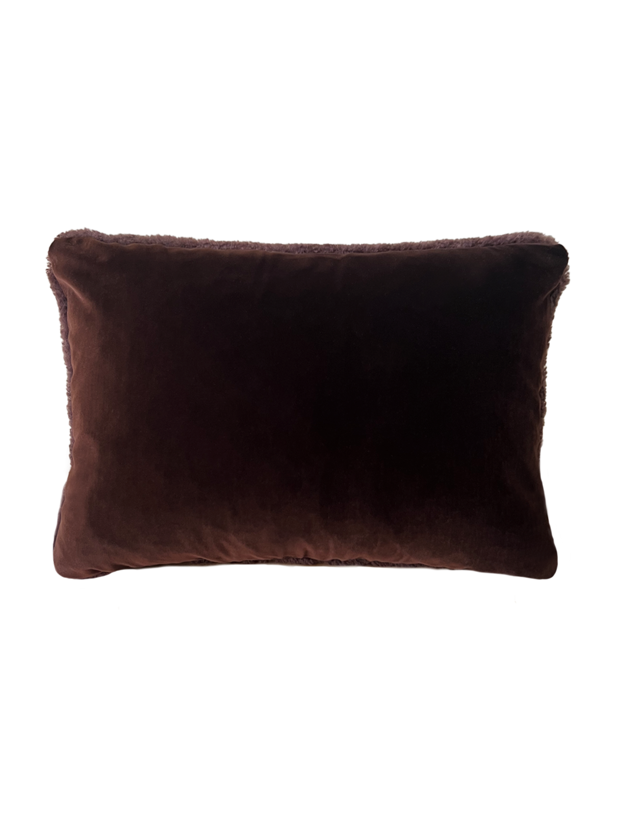 a shearling lumbar pillow in chocolate brown shearling