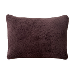 a shearling lumbar pillow in chocolate brown shearling