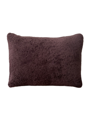 a shearling lumbar pillow in chocolate brown shearling