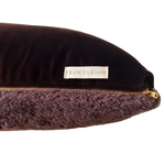 a shearling lumbar pillow in chocolate brown shearling