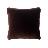 a square shearling pillow in chocolate brown velvet