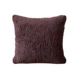 a square shearling pillow in chocolate brown shearling