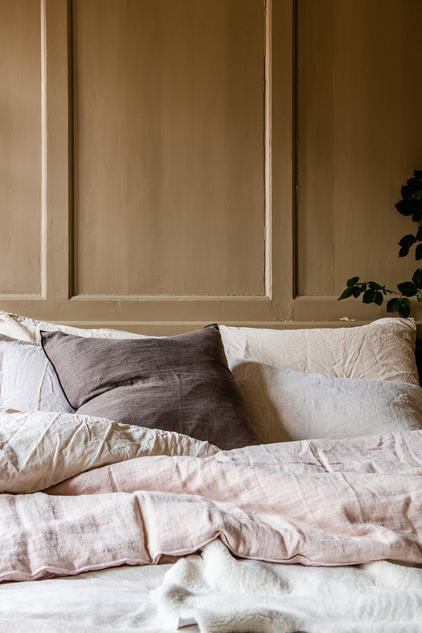 XL washed Linen Cocoon in Crème/Givré