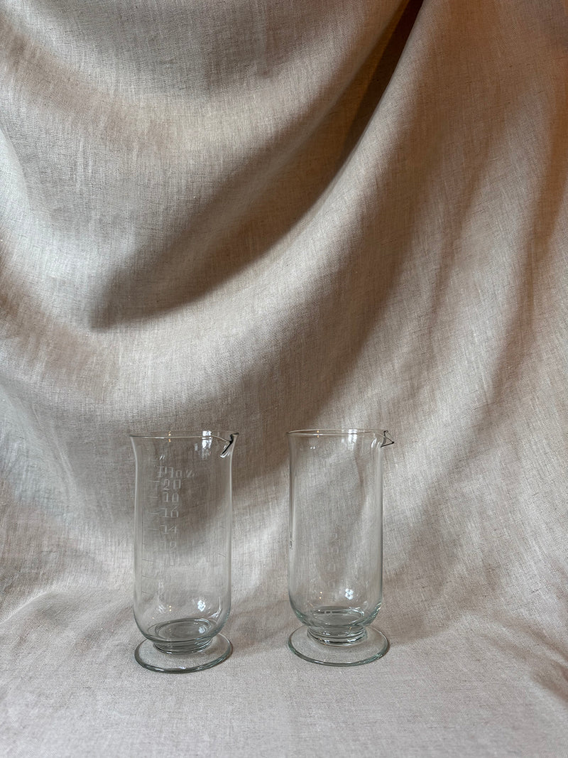 Antique etched glass apothecary beakers (pair)