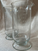 Antique etched glass apothecary beakers (pair)