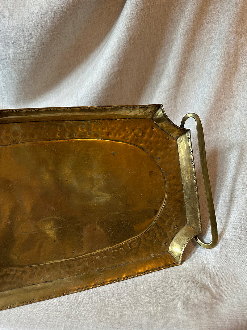 Antique hammered brass tray