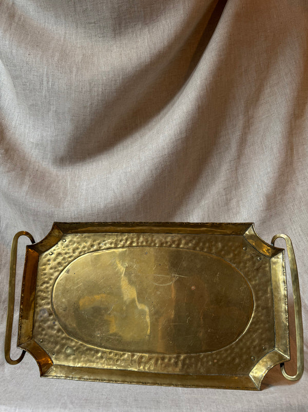 Antique hammered brass tray