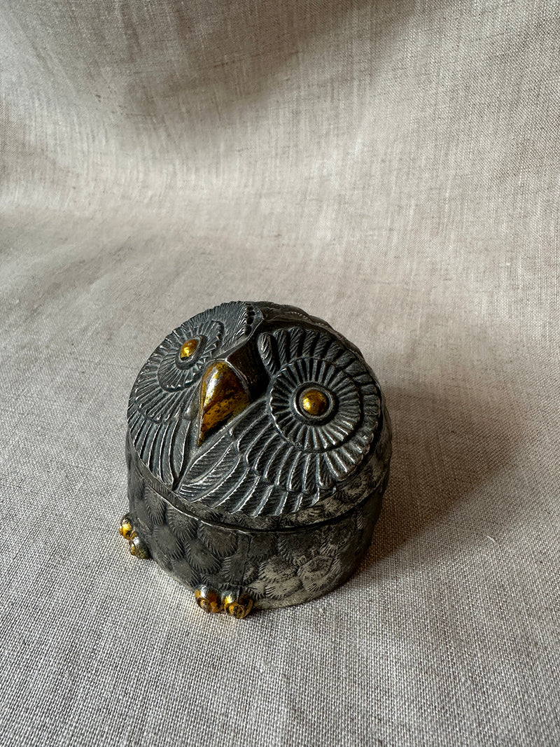 Pewter owl trinket dish