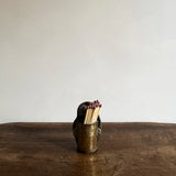 Vintage brass owl matchstick holder (ruby)