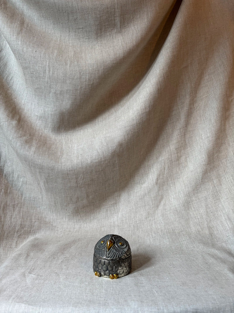 Pewter owl trinket dish