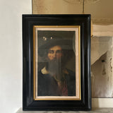 Antique portrait painting in glass frame