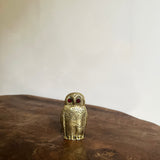 Vintage brass owl matchstick holder (ruby)