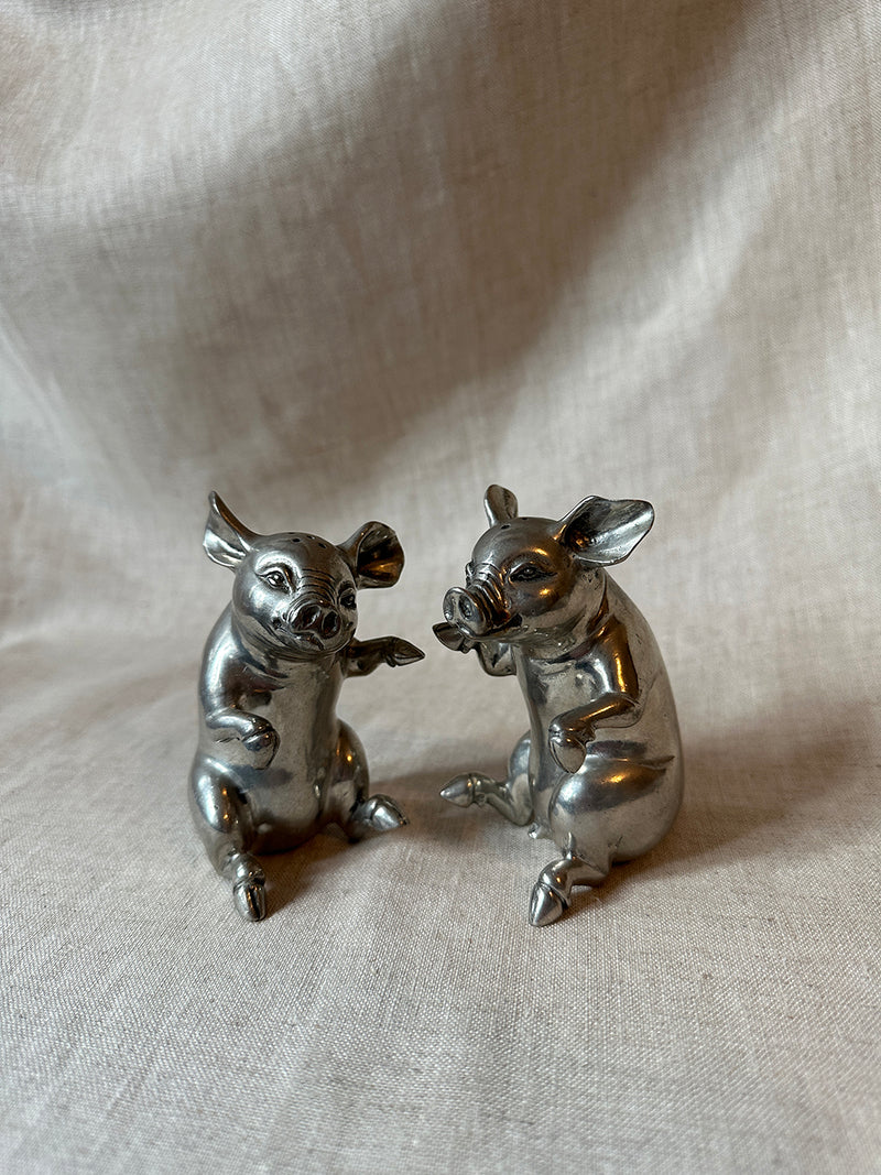 Silver pigs salt & pepper shakers