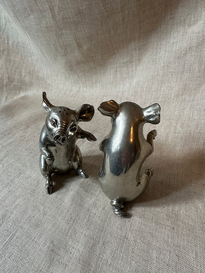 Silver pigs salt & pepper shakers