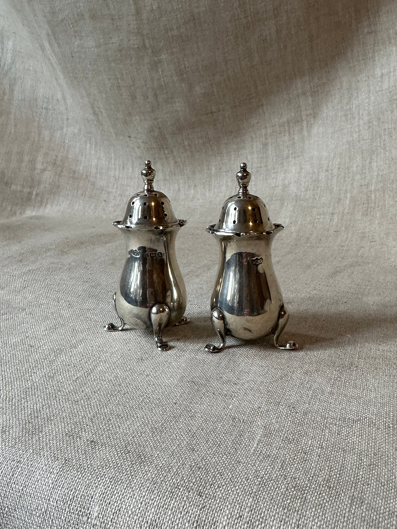 Antique silver salt & pepper shakers