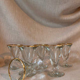 Set of 6 gold-rimmed bistro glasses