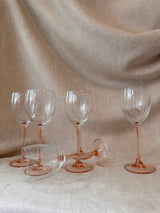 Set of 6 rose pink wine glasses