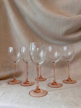 Set of 6 rose pink wine glasses