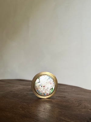 Antique brass and shell compact