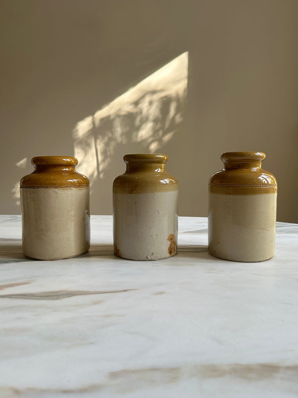 Trio of stoneware jars