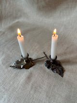 Antique vine leaf candle holders