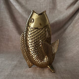 Vintage solid brass fish vase