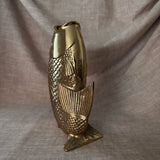 Vintage solid brass fish vase