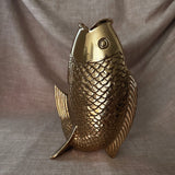 Vintage solid brass fish vase