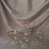 Set of 5 Anchor Hocking Boopie glasses with gold rims