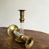 Vintage brass & lucite candlesticks (pair)
