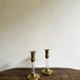 Vintage brass & lucite candlesticks (pair)