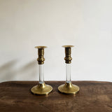 Vintage brass & lucite candlesticks (pair)