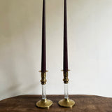 Vintage brass & lucite candlesticks (pair)